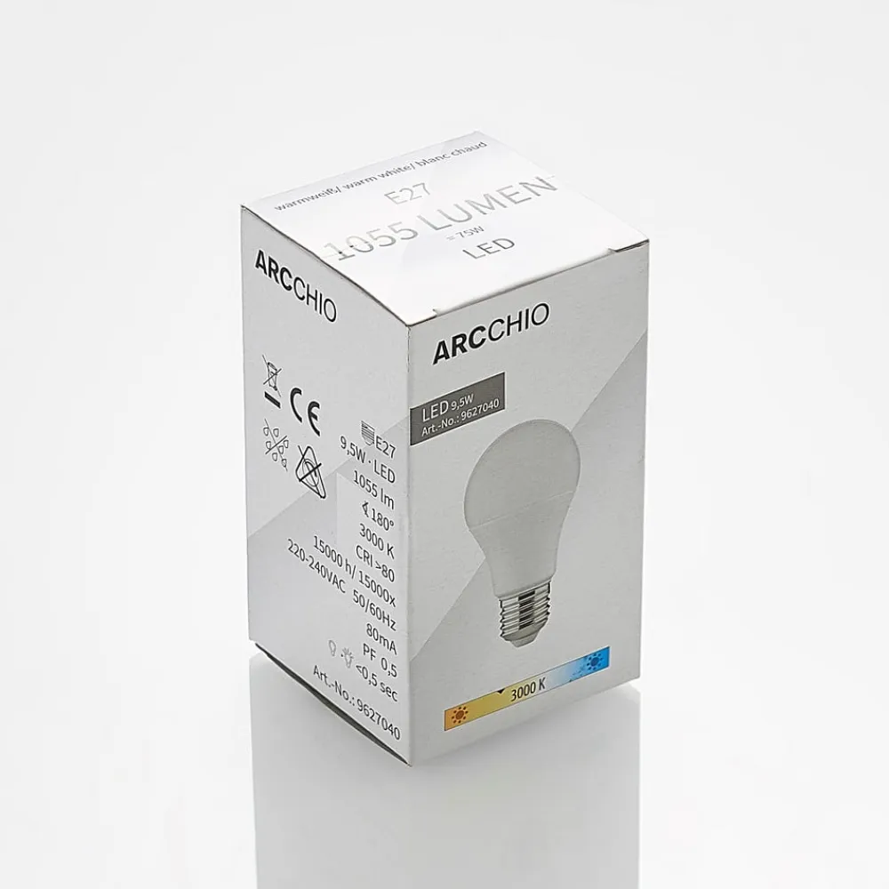 Arcchio LED-pære E27 A60 9,5 W 3.000 K opal, sæt med 2 stk