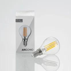 Arcchio LED-pære E14 P45, 4W, klar, 2.700K, dæmpbar, sæt med 3 stk