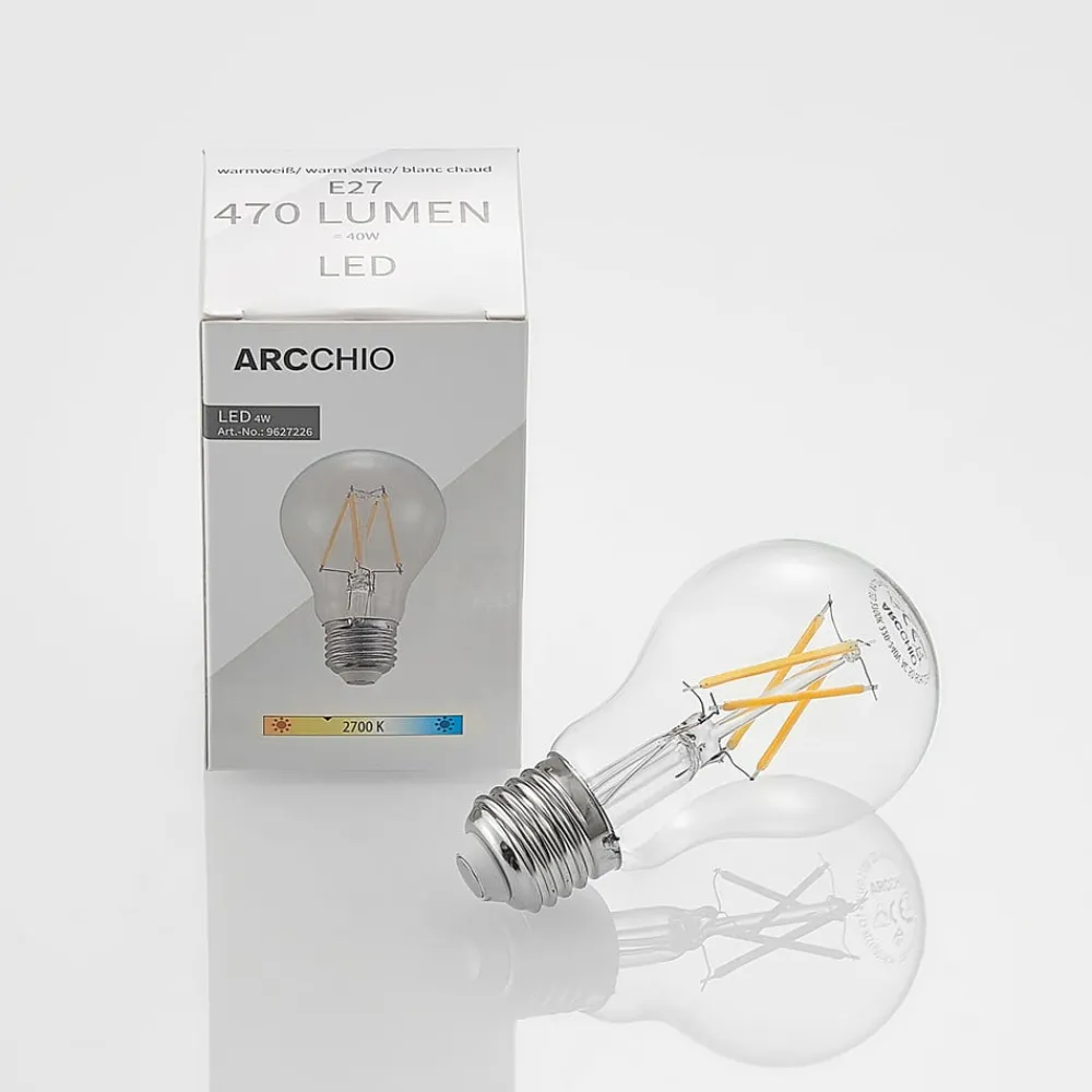 LED-pære E27 4W 2.700 K filament dæmpes klar 3 stk^Arcchio Discount