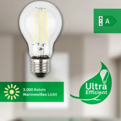 Briloner LED-pære E27 4W klar 3000K 840 lm energiklasse 2er