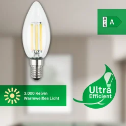 Briloner LED-pære stearinlys E14 4W klar 3000K 840 lm energiklasse 2er