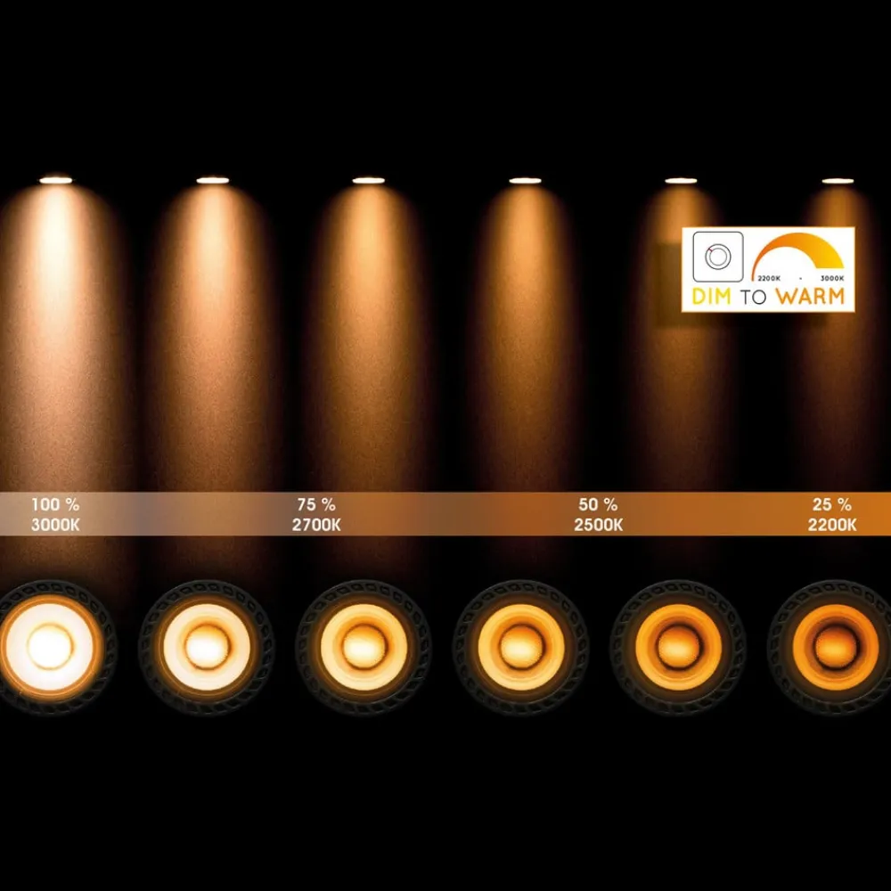 Lucide LED-reflektor GU10 12 W 3.000 K, dim to warm, sort