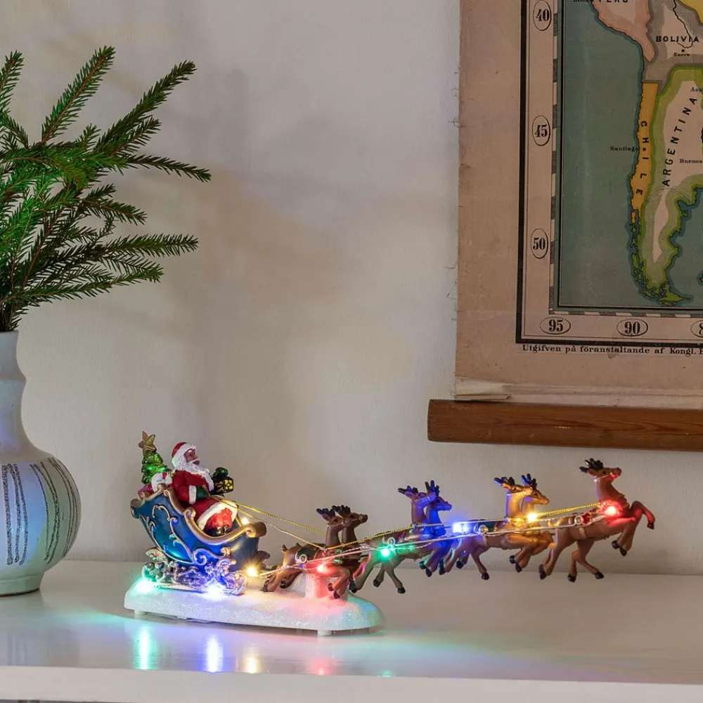 LED-scene Julemanden i en kane^Konstsmide Christmas Discount