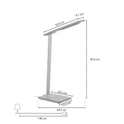 LED-skrivebordslampe Orbit med induktion sølv^Aluminor New