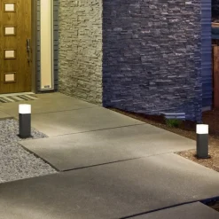 Trio Lighting LED-sokkellampe HUDSON, antracit, højde 30 cm, metal IP44