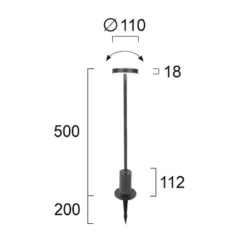 Viokef LED-sokkellampe Tango mørkegrå Højde 50 cm Metal, jordspyd
