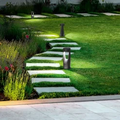 Fabas Luce LED-sokkellampe Teo, 30 cm høj, sort, metal, IP65