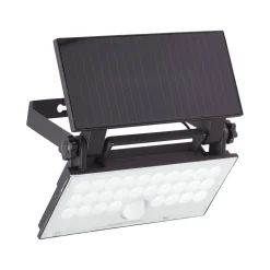 LED-solcelle udendørs vægspot Luton Sensor, sort, B 19 cm^Brilliant Hot