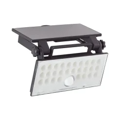 LED-solcelle udendørs vægspot Luton Sensor, sort, B 19 cm^Brilliant Hot