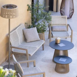 Les Jardins LED-solcellegulvlampe Rop&Strip, højdejusterbar, 500 lm