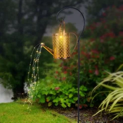 LED-solcellelampe 336523, guld, vandkande, jordspyd, metal^Globo Outlet