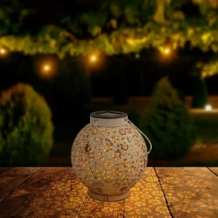 Näve LED-solcellelampe 52854, hvid, metal, 20 cm, IP44, 2 stk