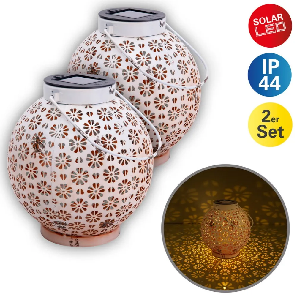 Näve LED-solcellelampe 52854, hvid, metal, 20 cm, IP44, 2 stk