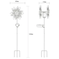 Globo LED-solcellelampe 36578, jordspyd, rustbrun, metal, glas