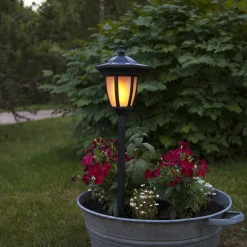 STAR TRADING Sokkellamper|Udendørs Spot>LED-solcellelampe Flame, 4-i-1, sort