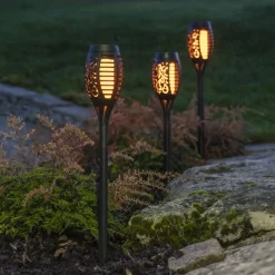 STAR TRADING Solcellelamper|Udendørs Spot>LED-solcellelampe Flame Mini i sæt af 3