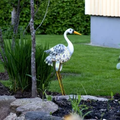STAR TRADING LED-solcellelampe Heron som en hejre figur