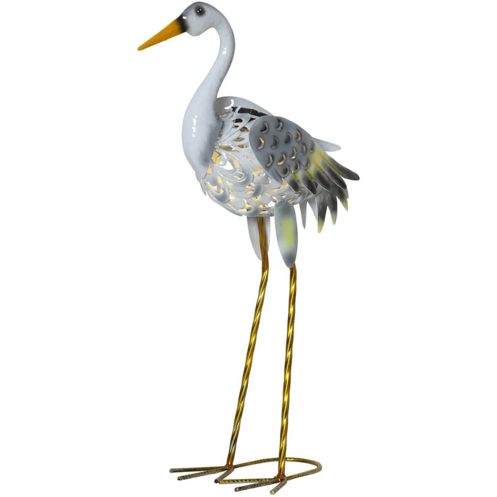 STAR TRADING LED-solcellelampe Heron som en hejre figur