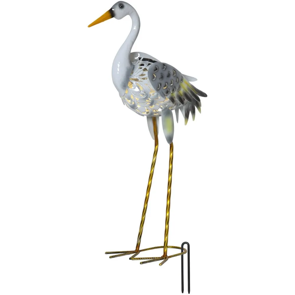 STAR TRADING LED-solcellelampe Heron som en hejre figur