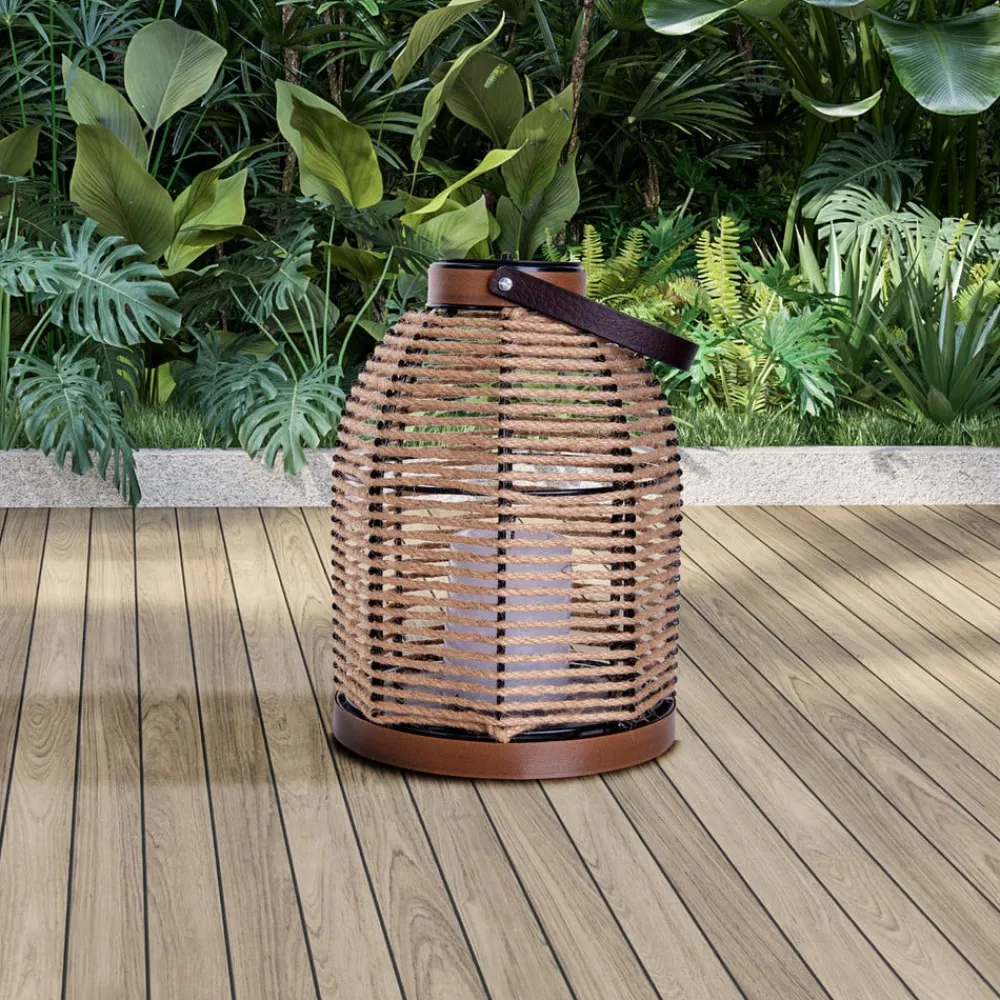 Näve LED-solcellelampe Korbinian, brun, højde 29 cm, IP44, lygte