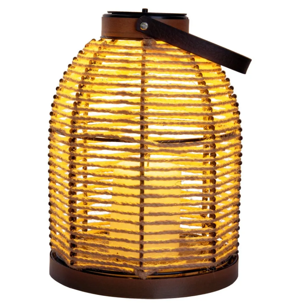 Näve LED-solcellelampe Korbinian, brun, højde 29 cm, IP44, lygte