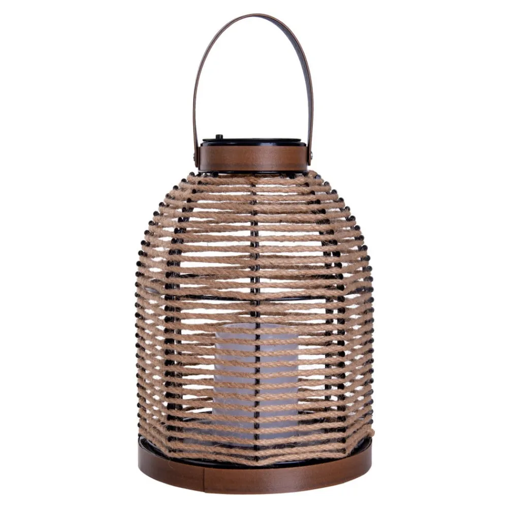 Näve LED-solcellelampe Korbinian, brun, højde 29 cm, IP44, lygte