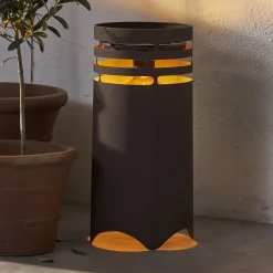 STAR TRADING LED-solcellelampe Marron, højde 40 cm, brun, metal, USB-C