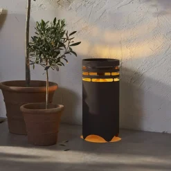 STAR TRADING LED-solcellelampe Marron, højde 40 cm, brun, metal, USB-C