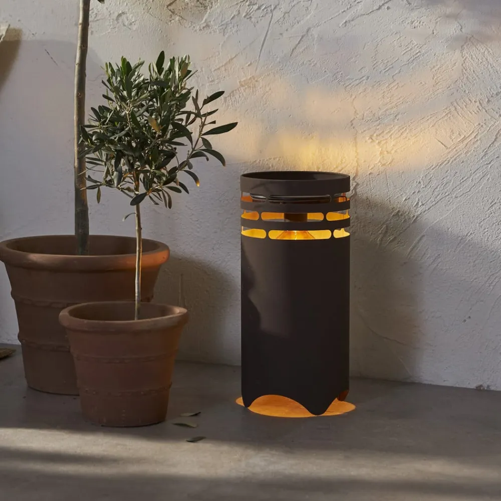 STAR TRADING LED-solcellelampe Marron, højde 40 cm, brun, metal, USB-C