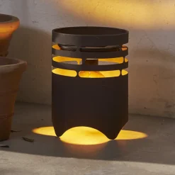 STAR TRADING LED-solcellelampe Marron, højde 25 cm, brun, metal, USB-C