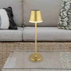 Globo Solcellelamper>LED-solcellelampe, metal, guldfarvet, højde 41 cm, IP44