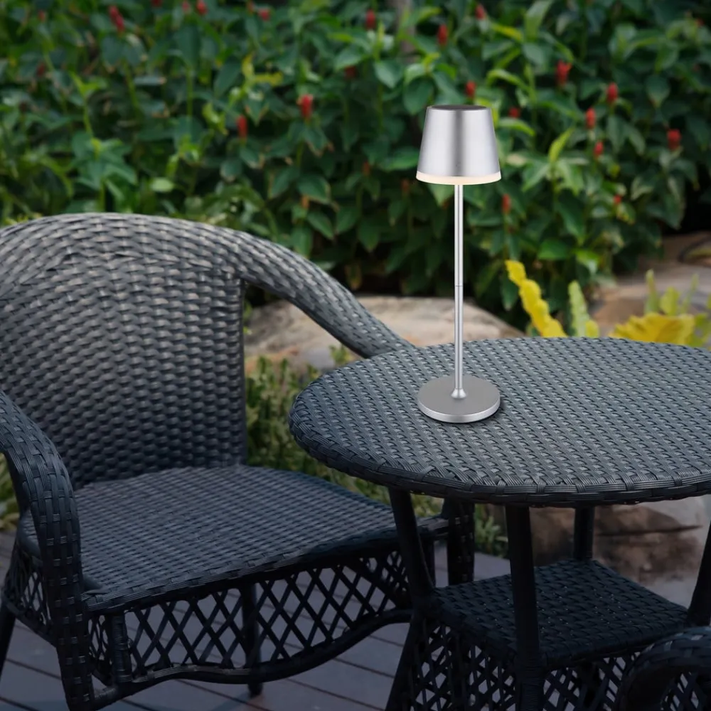 Globo LED-solcellelampe, metal, sølvfarvet, højde 41 cm, IP44