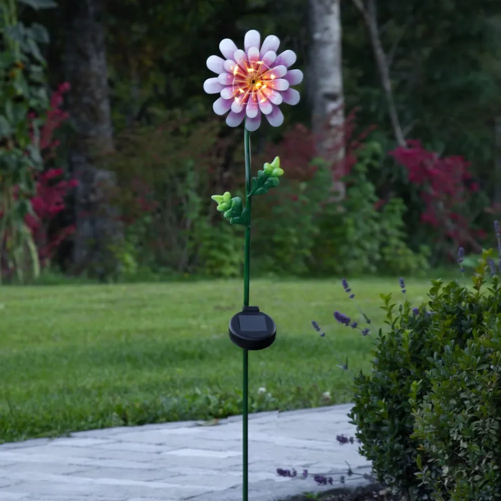 STAR TRADING LED-solcellelampe Pink Daisy i blomsterform