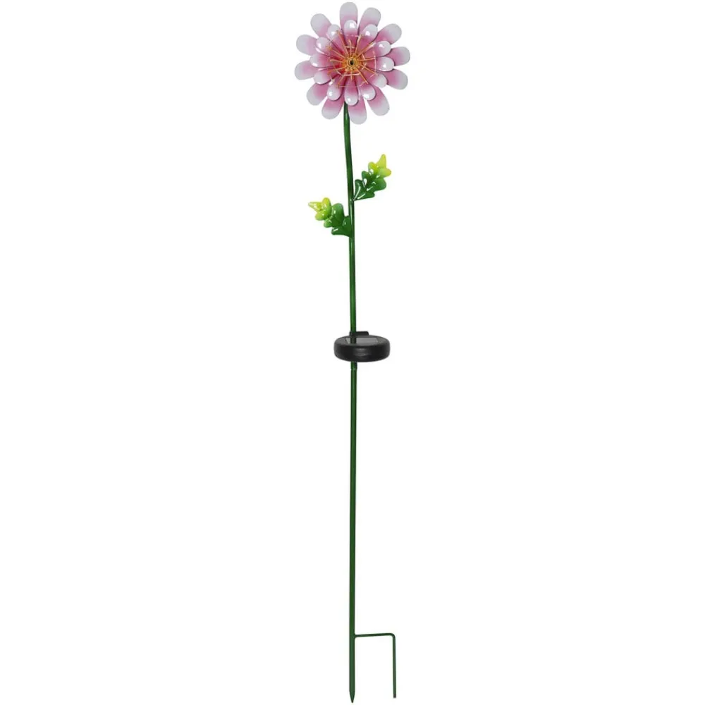 STAR TRADING LED-solcellelampe Pink Daisy i blomsterform