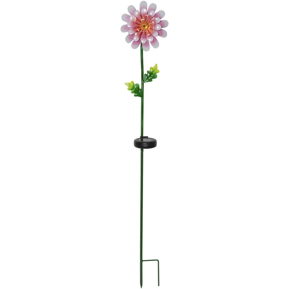 STAR TRADING LED-solcellelampe Pink Daisy i blomsterform