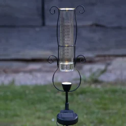 STAR TRADING LED-solcellelampe Pluvio med regnmåler
