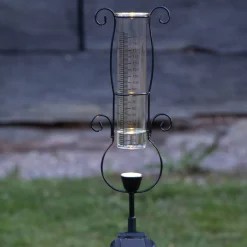 STAR TRADING LED-solcellelampe Pluvio med regnmåler
