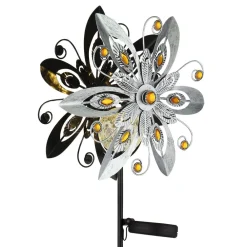 LED-solcellelampe 36578S, jordspyd, sølv/sort, metal^Globo Online