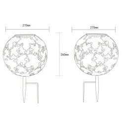 LED-solcellelampe 36749S kugle Ø 27 cm, sølv, jordspyd^Globo Online