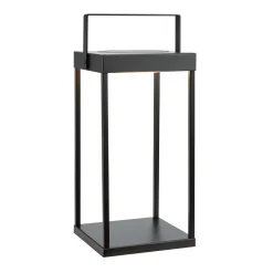 Markslöjd LED-solcellelanterne Pure, sort, USB, metal, højde 42 cm