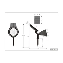 LED-solspotlight Festival, sort mat, RGB, sensor^Reality Leuchten Best