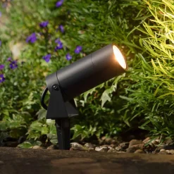 LCD Udendørs Spot>LED-spot med jordspyd 5131, sort, aluminium, glas, Schuko-stik