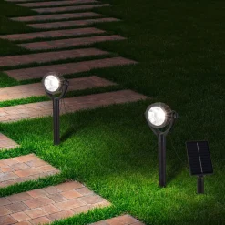 Näve LED-spot med jordspyd NOMI, sort, 6 stk. sæt, IP44