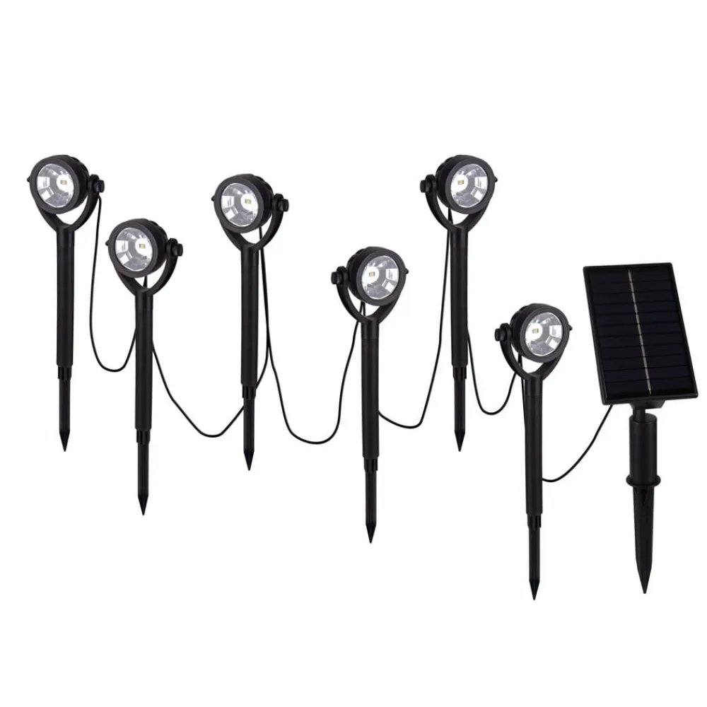 Näve LED-spot med jordspyd NOMI, sort, 6 stk. sæt, IP44