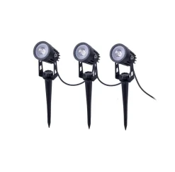 Näve LED-spot med jordspyd SPOTI, sort, 3-sæt, IP44