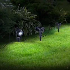 Näve LED-spot med jordspyd SPOTI, sort, 3-sæt, IP44