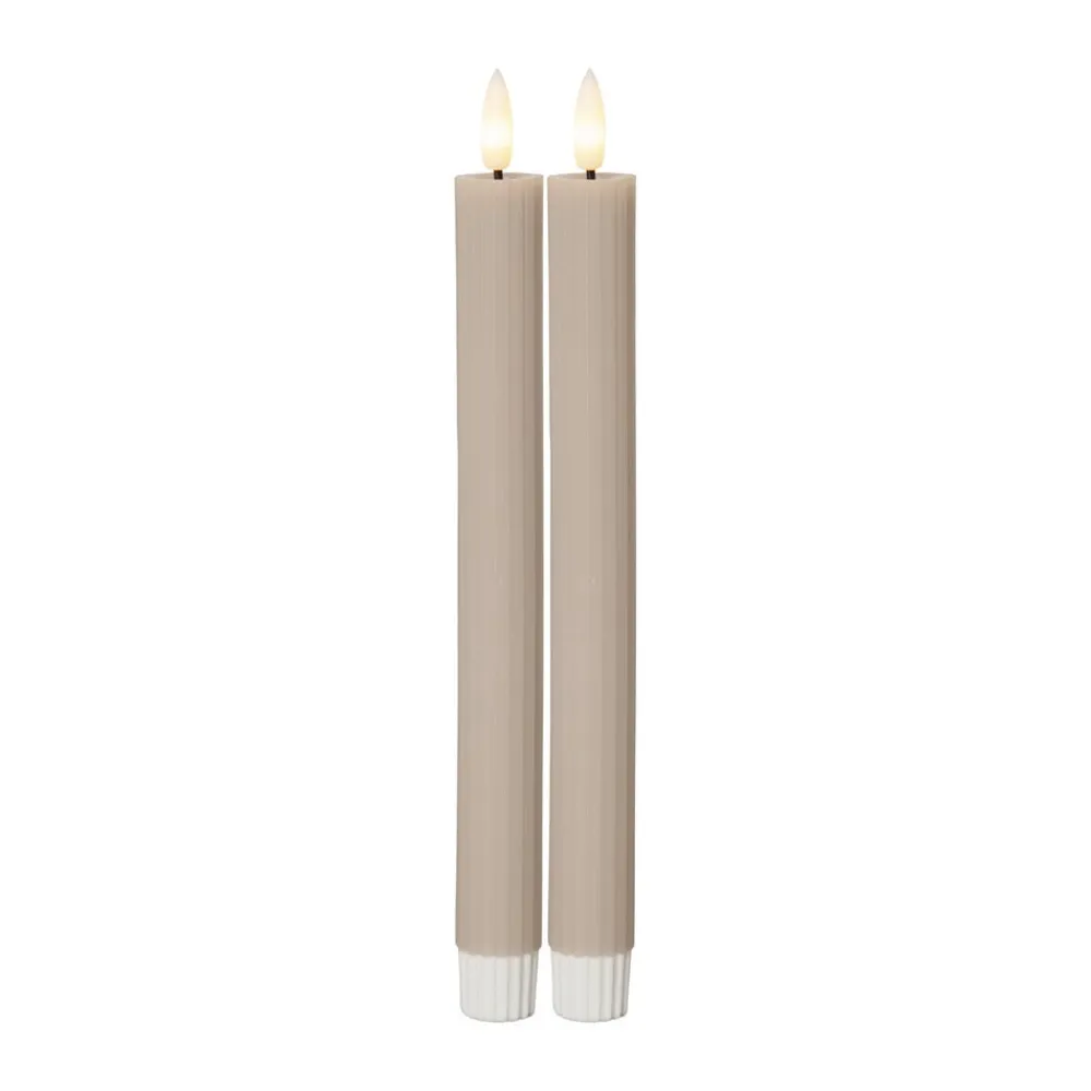 LED-stage Flamme Stripe, beige, 25 cm voksbatteri sæt med 2 stk^STAR TRADING New