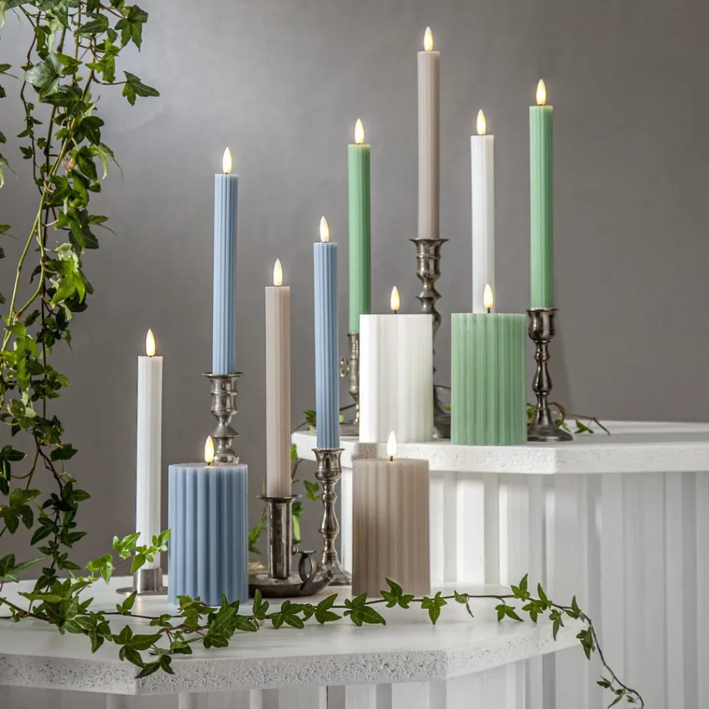 LED-stage Flamme Stripe, beige, 25 cm voksbatteri sæt med 2 stk^STAR TRADING New