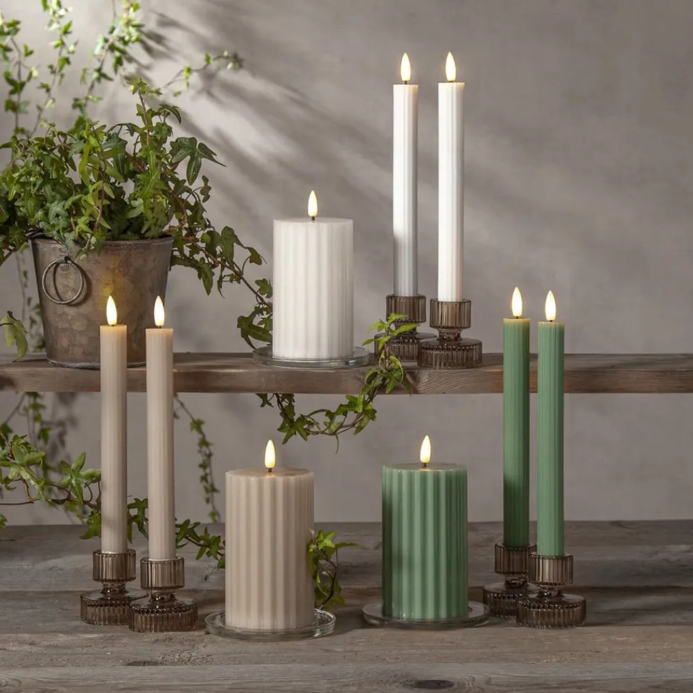 LED-stage Flamme Stripe, beige, 25 cm voksbatteri sæt med 2 stk^STAR TRADING New