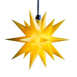 LED-stjerne, ude, 18-takket, Ø 12 cm, batteri, gul^STERNTALER